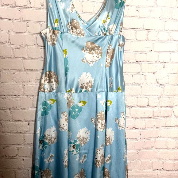 Pendleton Wms Sz 8 Blue Floral Print Silk Blend Midi Dress Fairycore Feminine - Picture 6 of 16